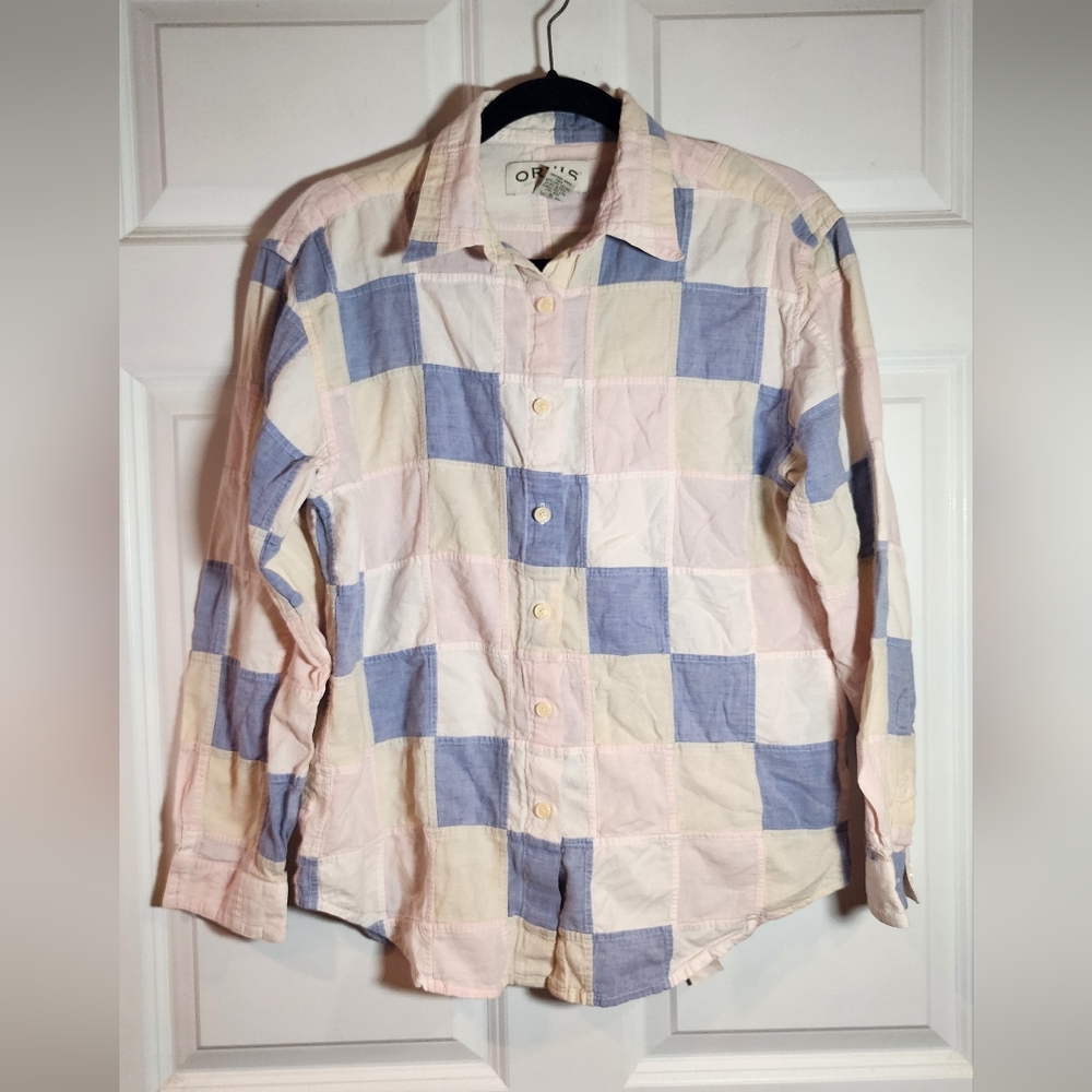 Orvis Womens Small Patchwork Button Down Blouse C… - image 1
